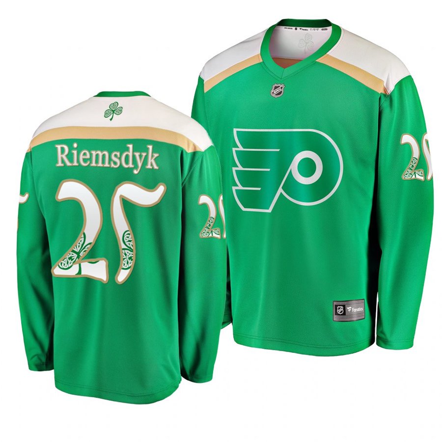 Flyers #25 James van Riemsdyk St. Patrick's Day Green Stitched Jersey