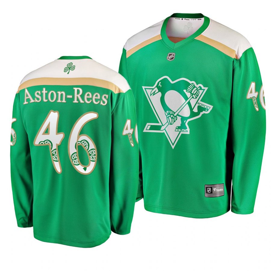 Penguins #46 Zach Aston-Reese St. Patrick's Day Green Stitched Jersey