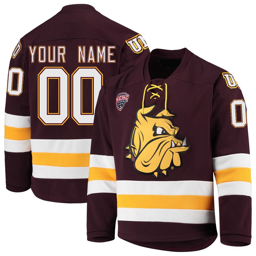 Minnesota&acirc;��Duluth Bulldogs 0 Custom Name And Number Your Name Away Red Hockey Stitched Jersey