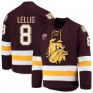 Minnesota–Duluth Bulldogs 8 Hunter Lellig Away Red Hockey Stitched Jersey