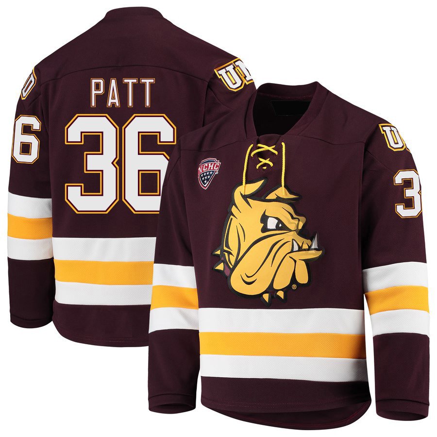 Minnesota&acirc;��Duluth Bulldogs 36 Ben Patt Away Red Hockey Stitched Jersey