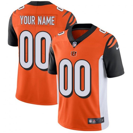 Mens Cincinnati Bengals Custom Name And Number Orange Stitched Jersey with Your Name And Number