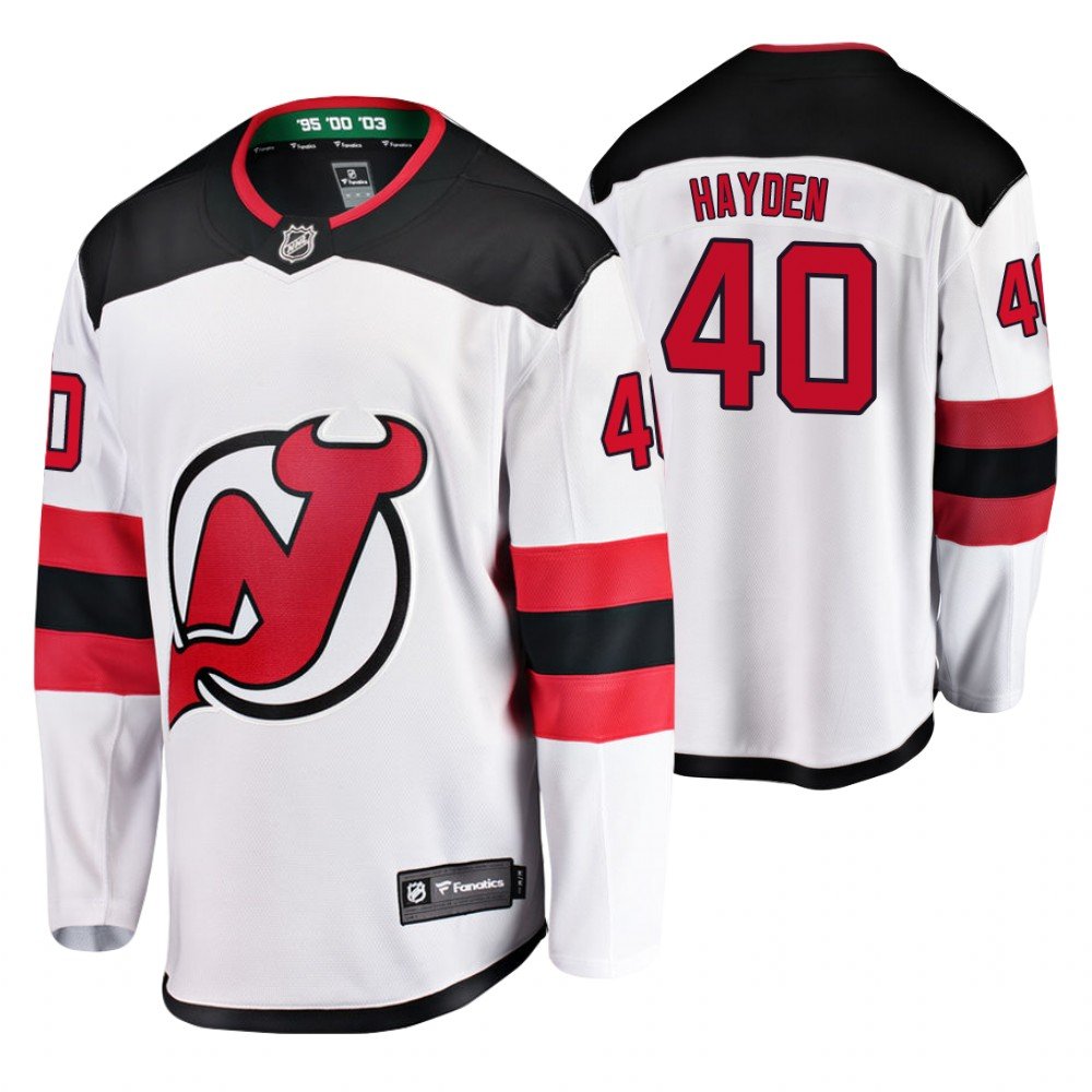 Men's 2019-20 New Jersey Devils #40 John Hayden White Stitched Player Jersey