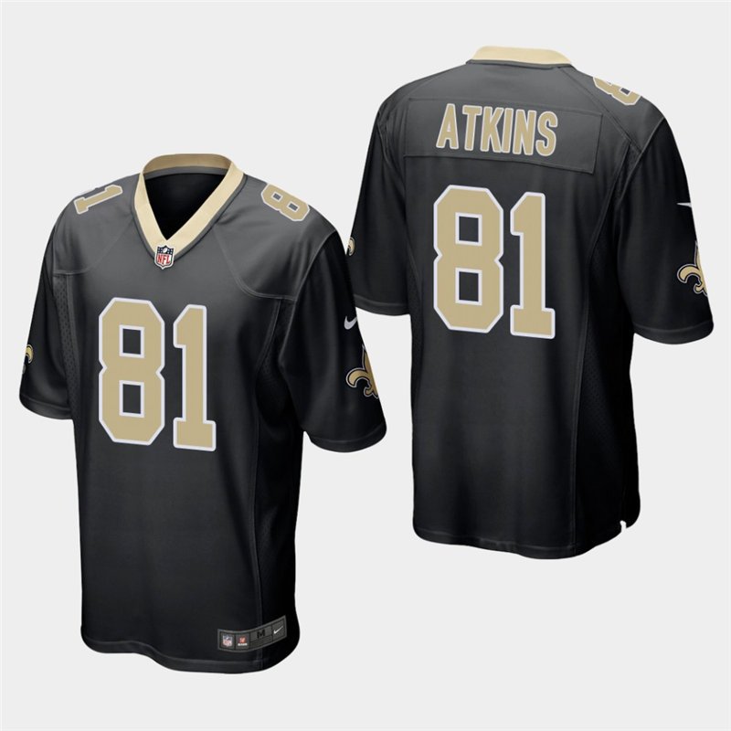 Saints Doug Atkins Black Stitched Game Jersey