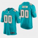 Dolphins Custom Name and Number Aqua Stitched Game Jersey