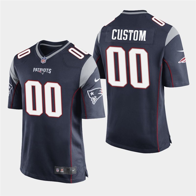 Patriots Custom Name and Number Navy Stitched Game Jersey