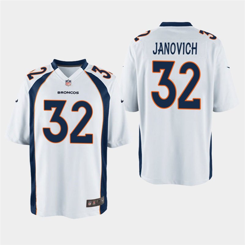 Broncos Andy Janovich White Stitched Game Jersey