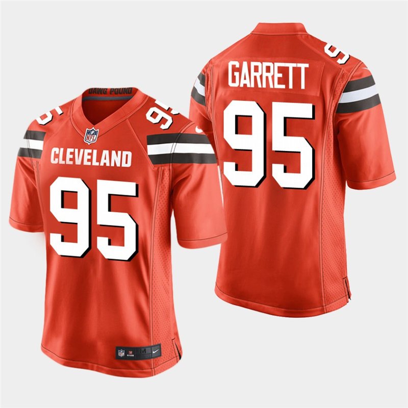 Browns Myles Garrett Orange Stitched Game Jersey