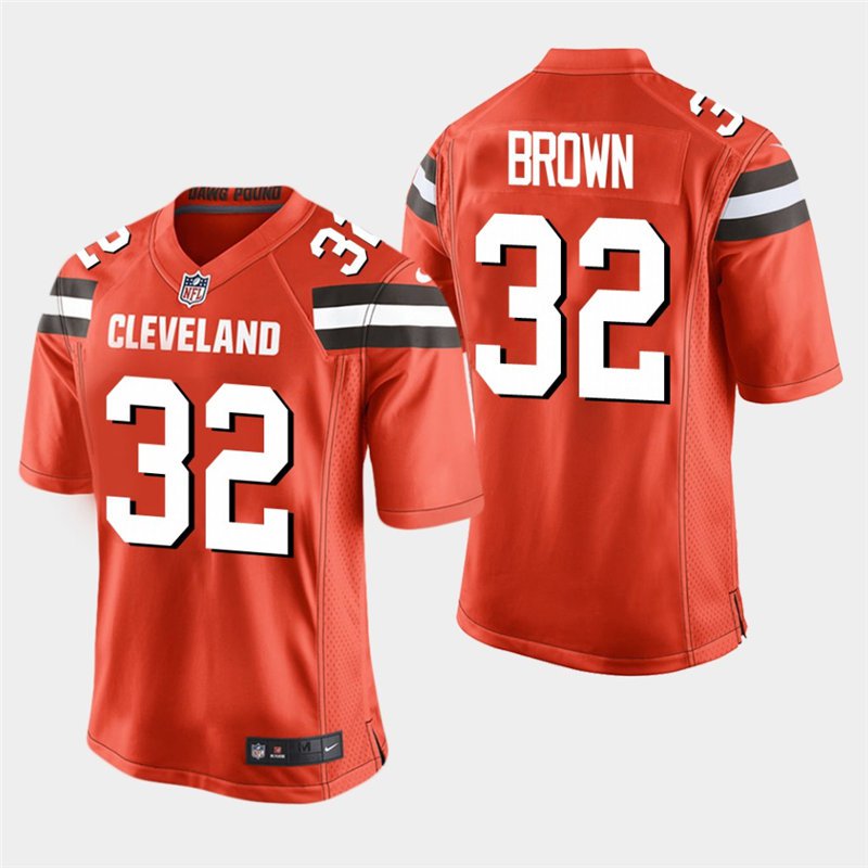 Browns Jim Brown Orange Stitched Game Jersey