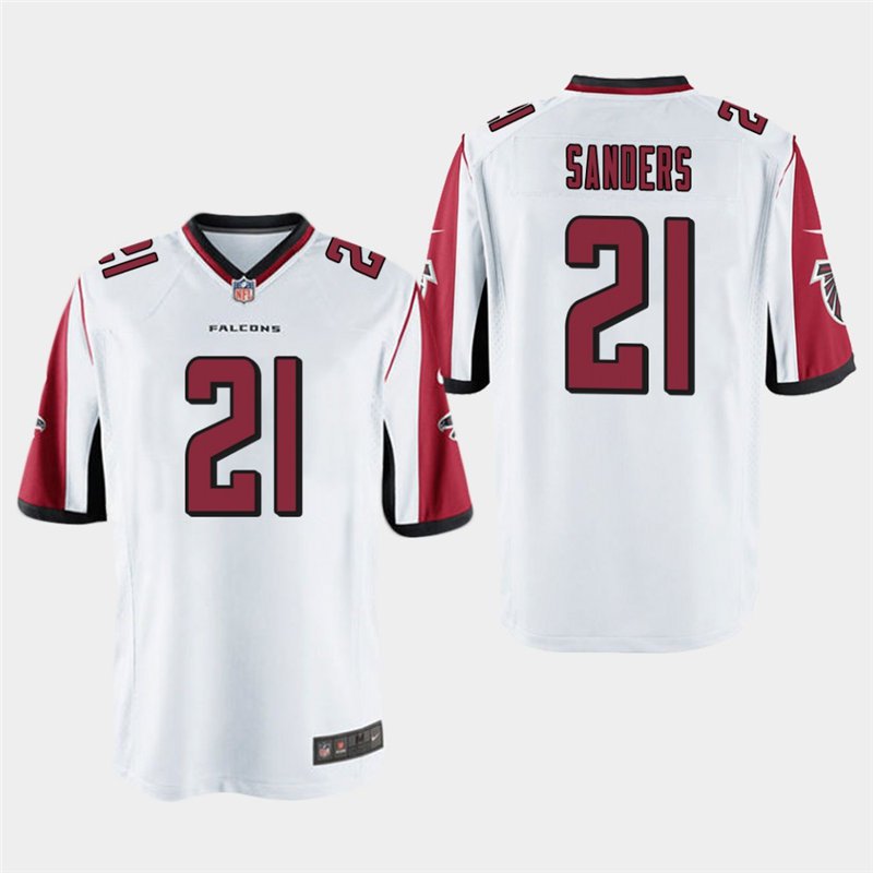 Atlanta Falcons 21 Deion Sanders White Stitched Game Jersey