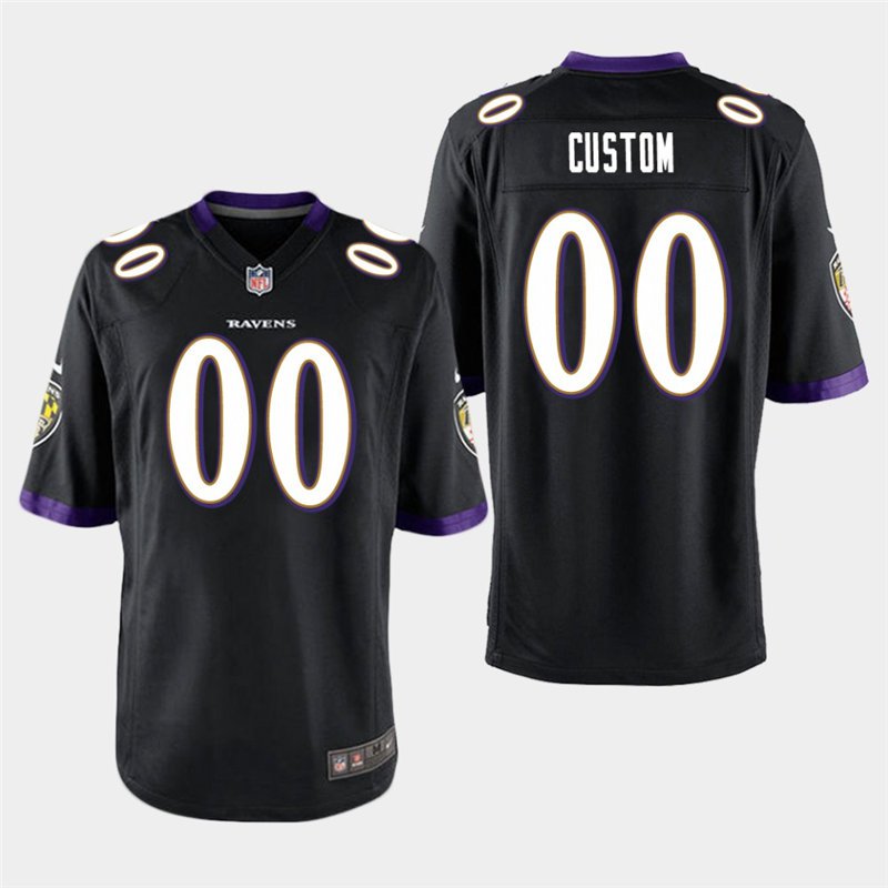 Baltimore Ravens #00 Custom Name and Number Black Stitched Game Jersey