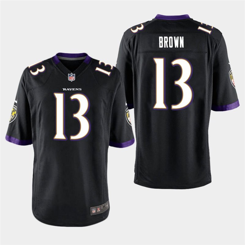 Baltimore Ravens #13 John Brown Black Stitched Game Jersey