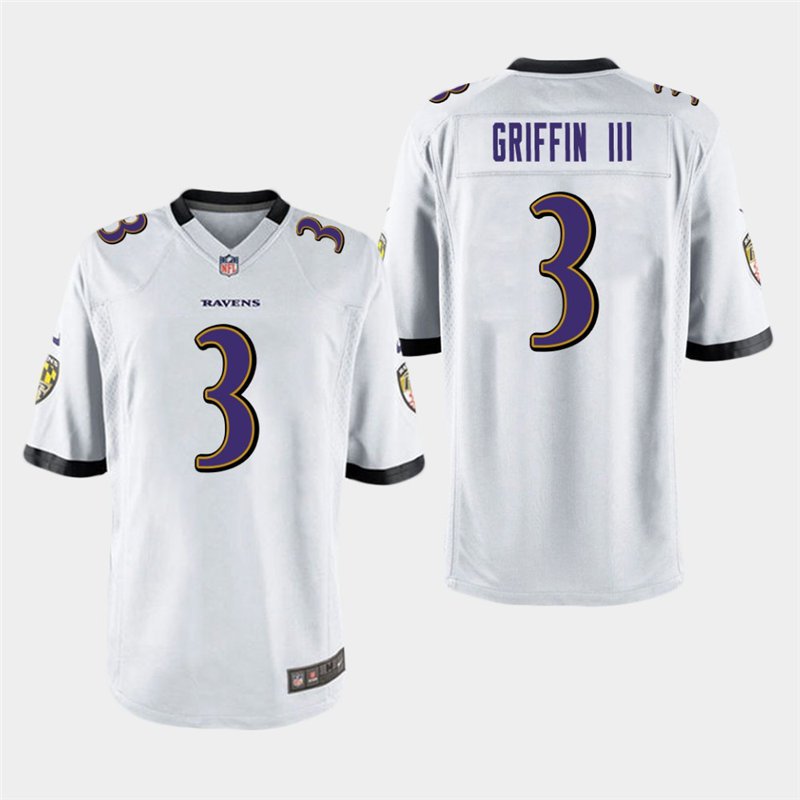 Baltimore Ravens #3 Robert Griffin III White Stitched Game Jersey