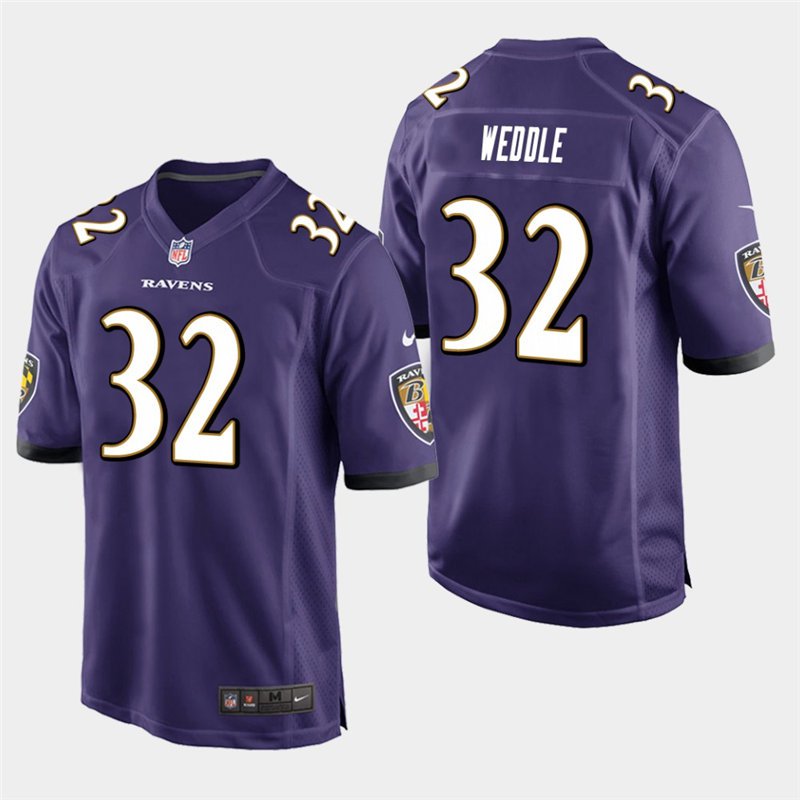Baltimore Ravens #32 Eric Weddle Purple Stitched Game Jersey
