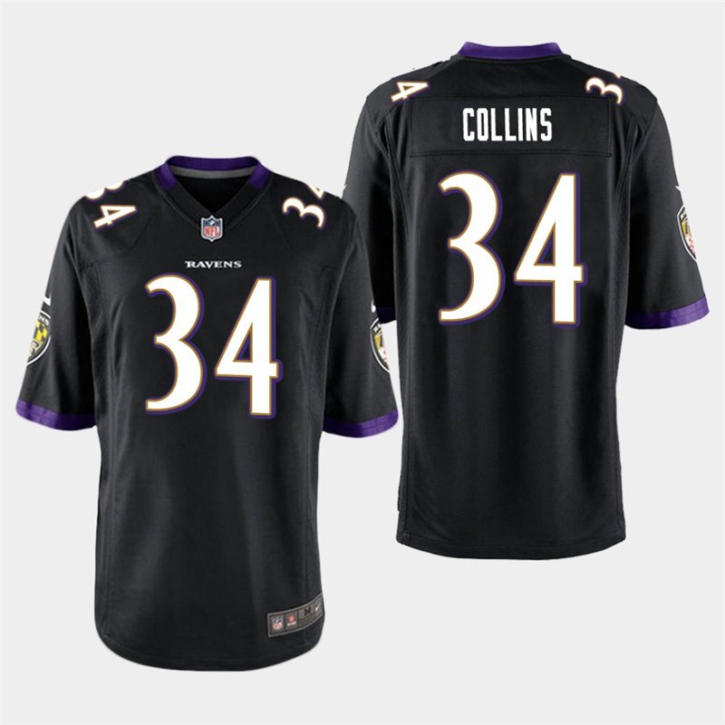 Baltimore Ravens #34 Alex Collins Black Stitched Game Jersey
