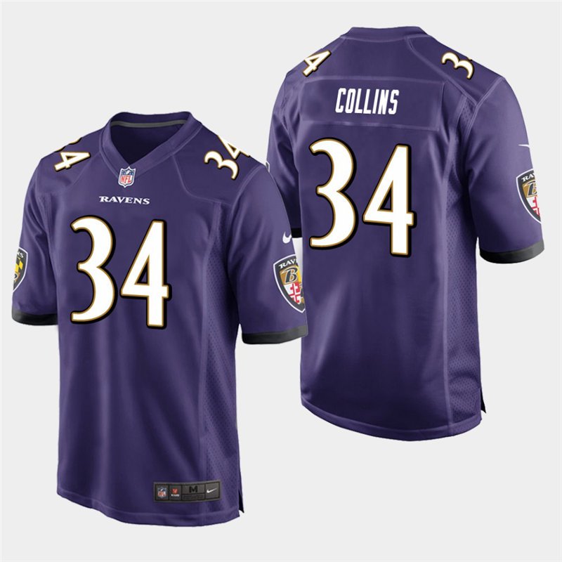 Baltimore Ravens #34 Alex Collins Purple Stitched Game Jersey