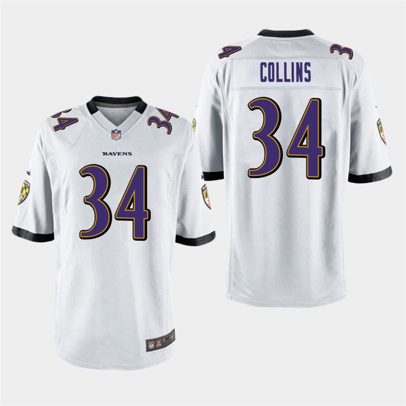 Baltimore Ravens #34 Alex Collins White Stitched Game Jersey