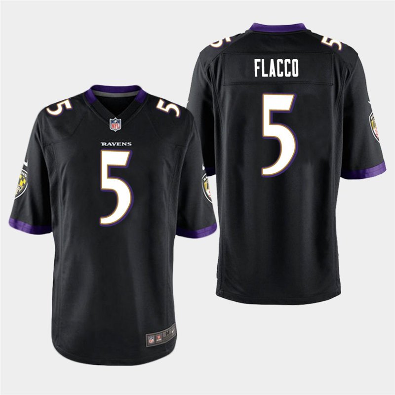 Baltimore Ravens #5 Joe Flacco Black Stitched Game Jersey