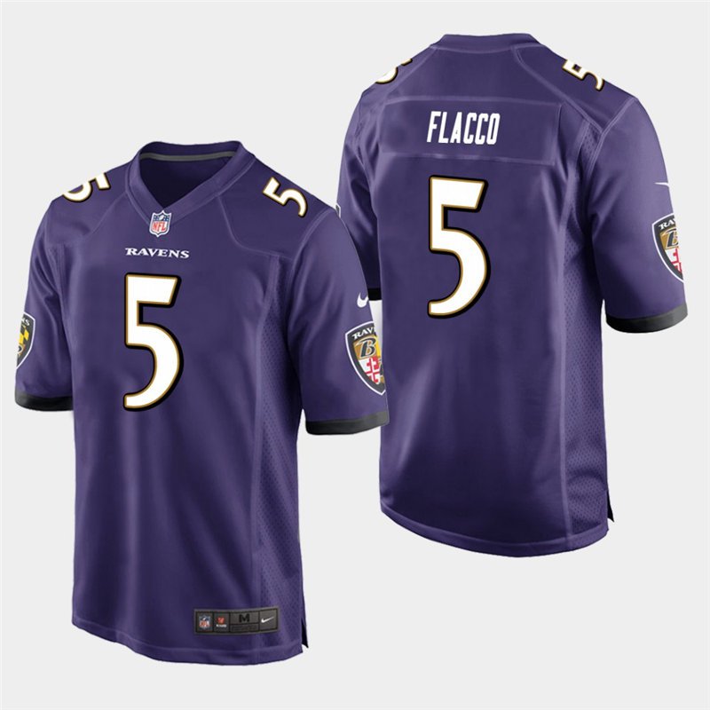 Baltimore Ravens #5 Joe Flacco Purple Stitched Game Jersey