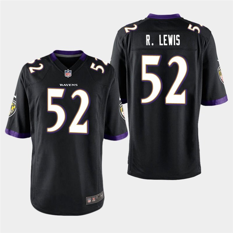Baltimore Ravens #52 Ray Lewis Black Stitched Game Jersey