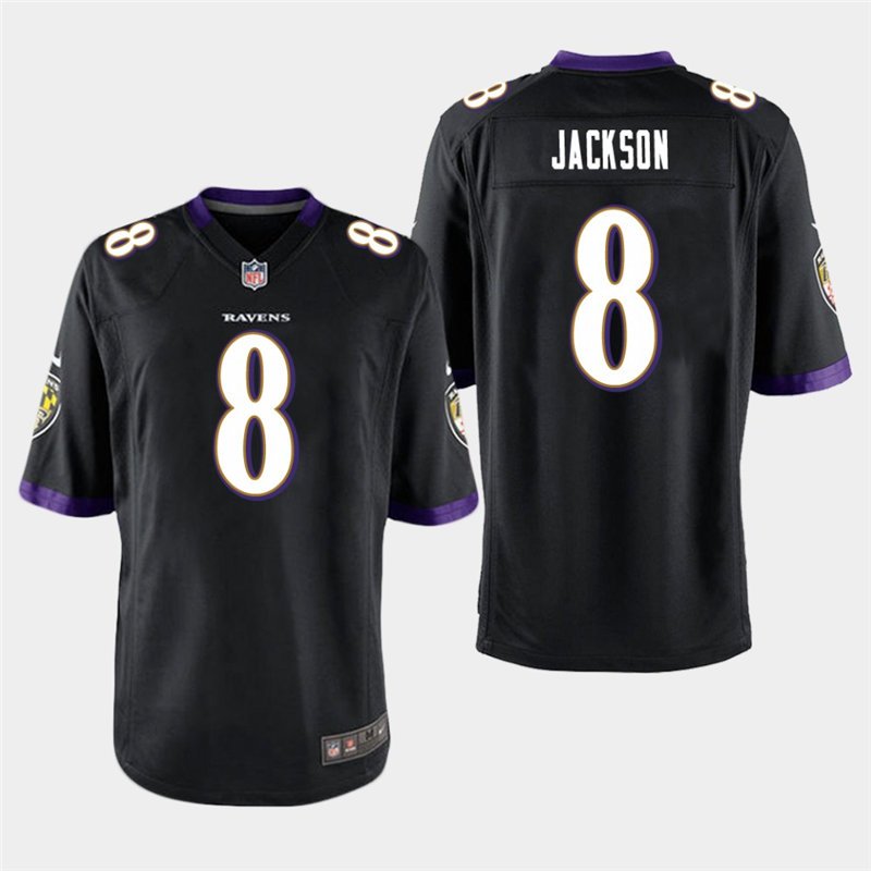Baltimore Ravens #8 Lamar Jackson Black Stitched Game Jersey