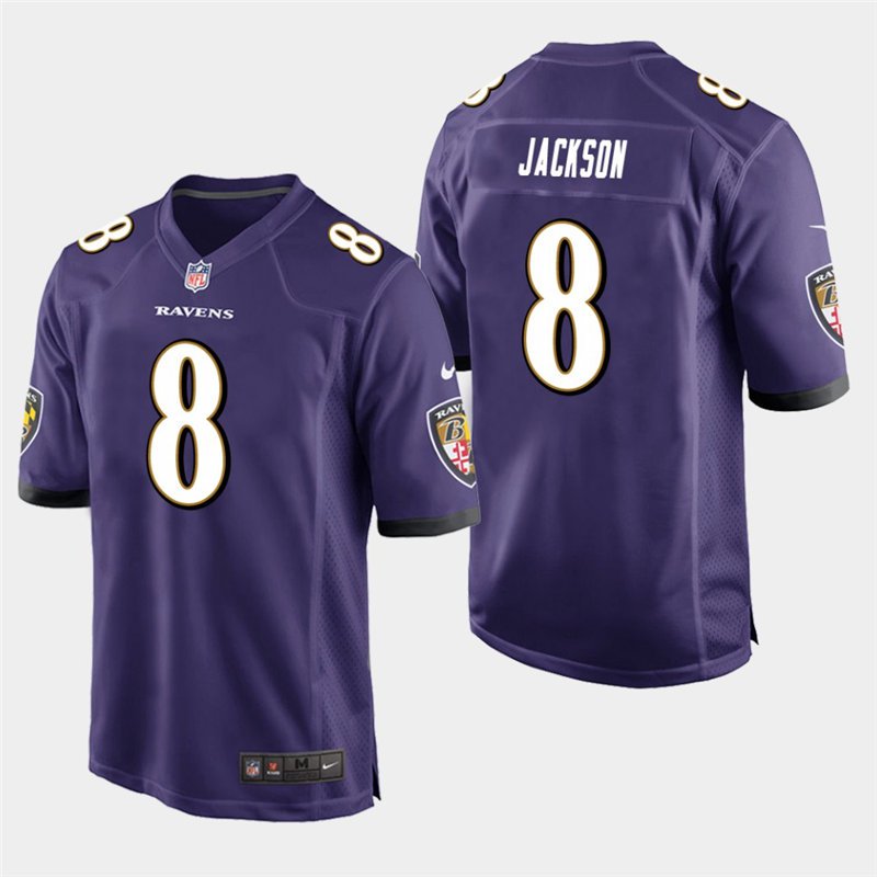 Baltimore Ravens #8 Lamar Jackson Purple Stitched Game Jersey