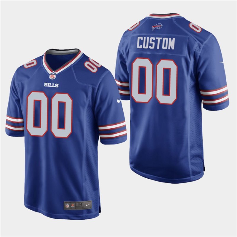 Buffalo Bills #00 Custom Name and Number Royal Stitched Game Jersey