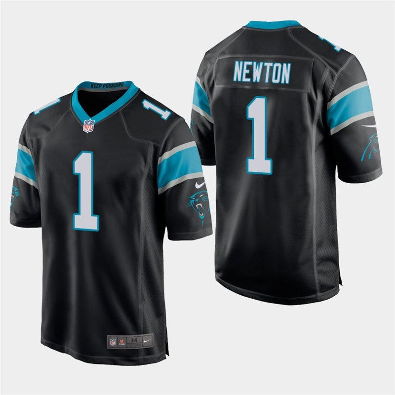Carolina Panthers #1 Cam Newton Black Stitched Game Jersey