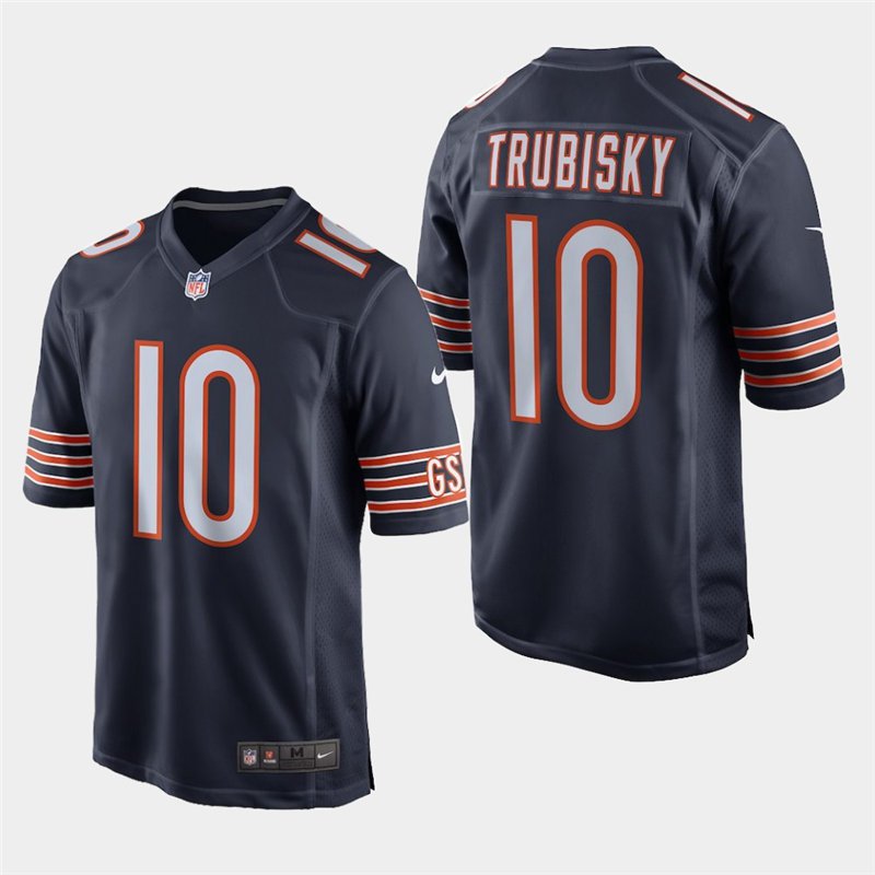 Chicago Bears #10 Mitch Trubisky Navy Stitched Game Jersey