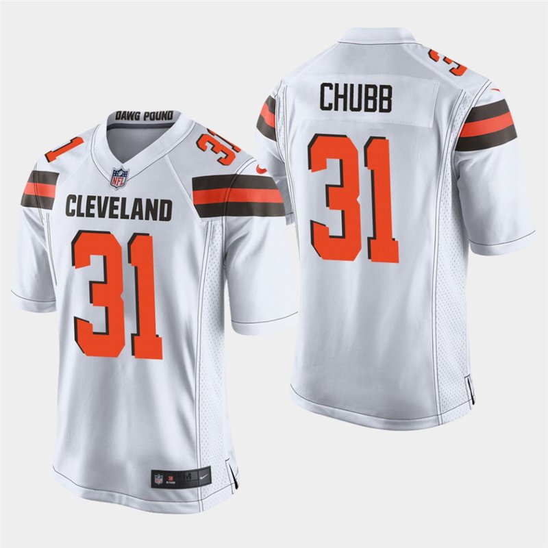 Cleveland Browns #31 Nick Chubb White Stitched Game Jersey