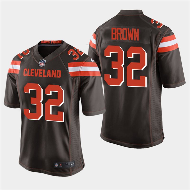 Cleveland Browns 32 Jim Brown Brown Stitched Game Jersey
