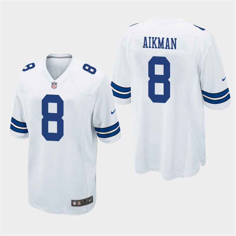 Dallas Cowboys #8 Troy Aikman White Stitched Game Jersey