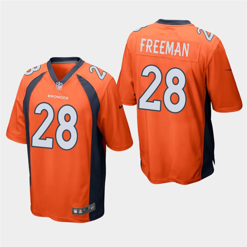 Denver Broncos #28 Royce Freeman Orange Stitched Game Jersey