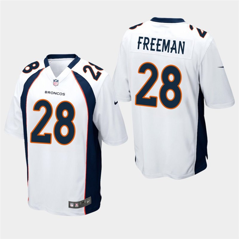 Denver Broncos #28 Royce Freeman White Stitched Game Jersey