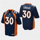 Denver Broncos #30 Phillip Lindsay Navy Stitched Game Jersey