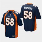 Denver Broncos #58 Peyton Manning Navy Stitched Game Jersey