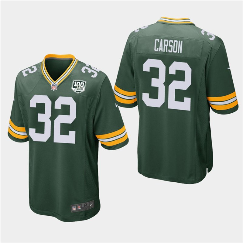 Green Bay Packers #32 Tra Carson Green Stitched Game Jersey
