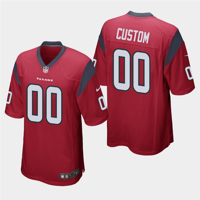 Houston Texans #00 Custom Name and Number Red Stitched Game Jersey