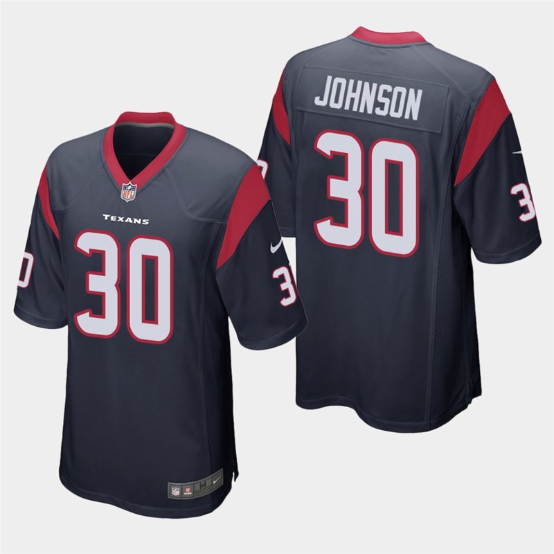 Houston Texans #30 Kevin Johnson Navy Stitched Game Jersey