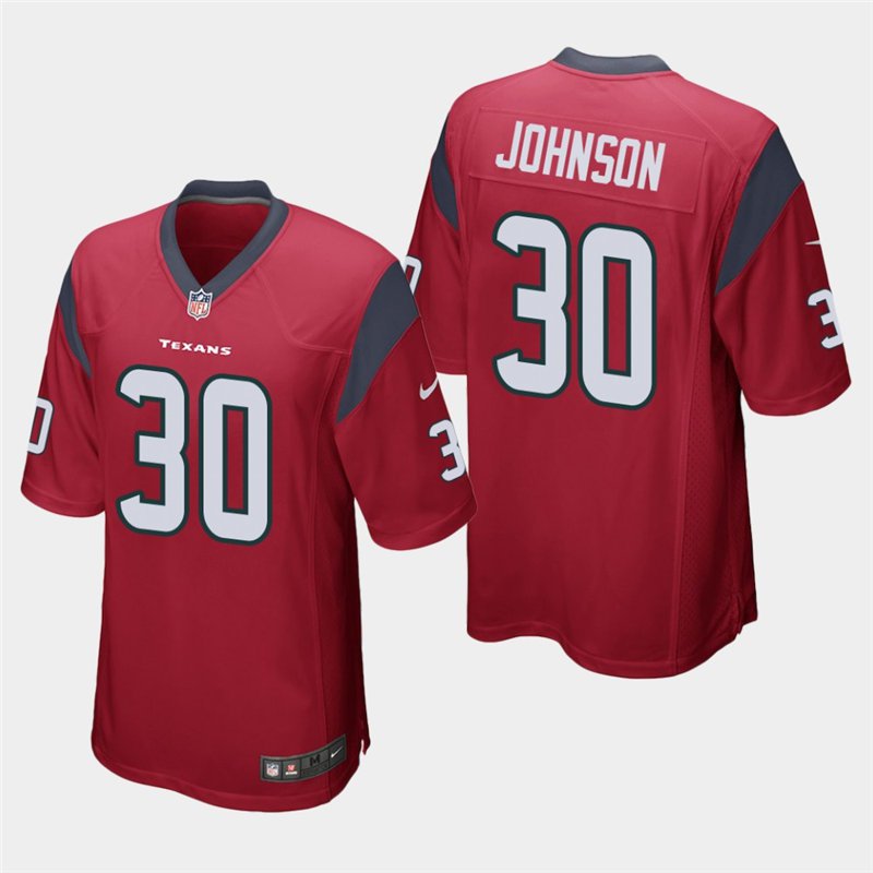 Houston Texans #30 Kevin Johnson Red Stitched Game Jersey
