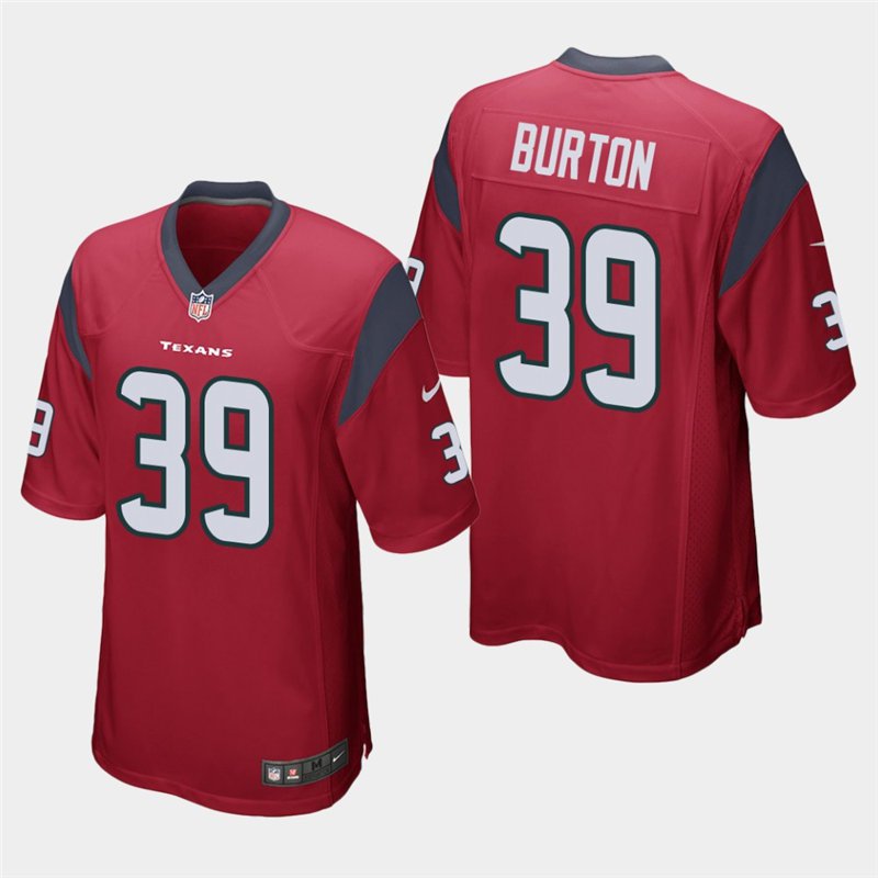 Houston Texans #39 Deante Burton Red Stitched Game Jersey