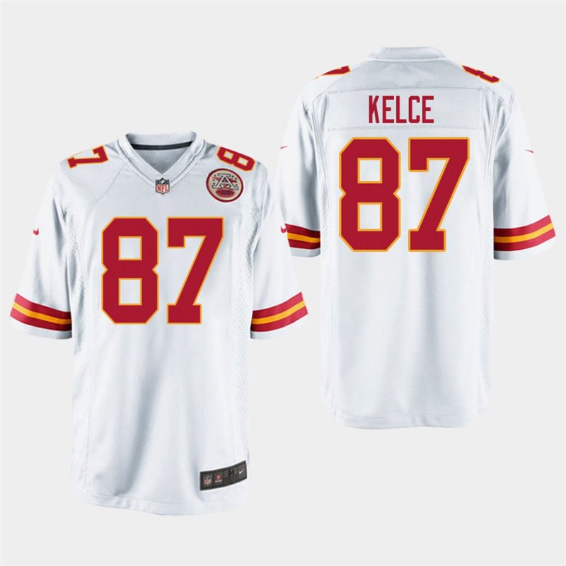 Kansas City Chiefs 87 Travis Kelce White Stitched Game Jersey