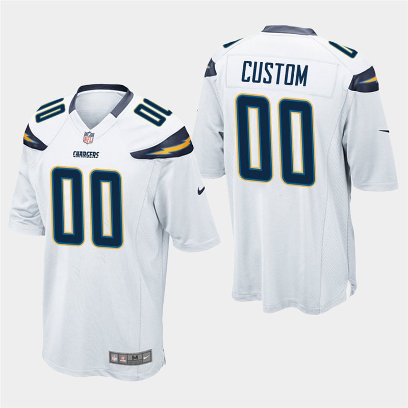 Los Angeles Chargers #00 Custom Name and Number White Stitched Game Jersey