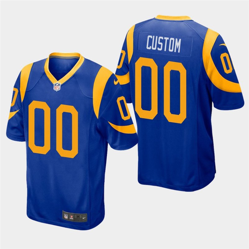 Los Angeles Rams #00 Custom Name and Number Royal Stitched Game Jersey