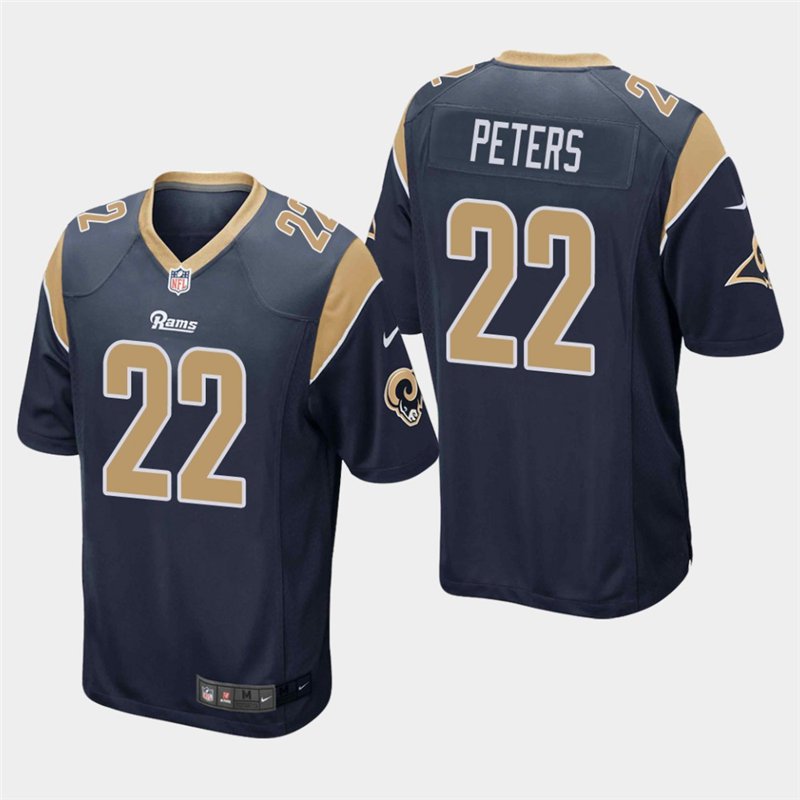 Los Angeles Rams #22 Marcus Peters Navy Stitched Game Jersey