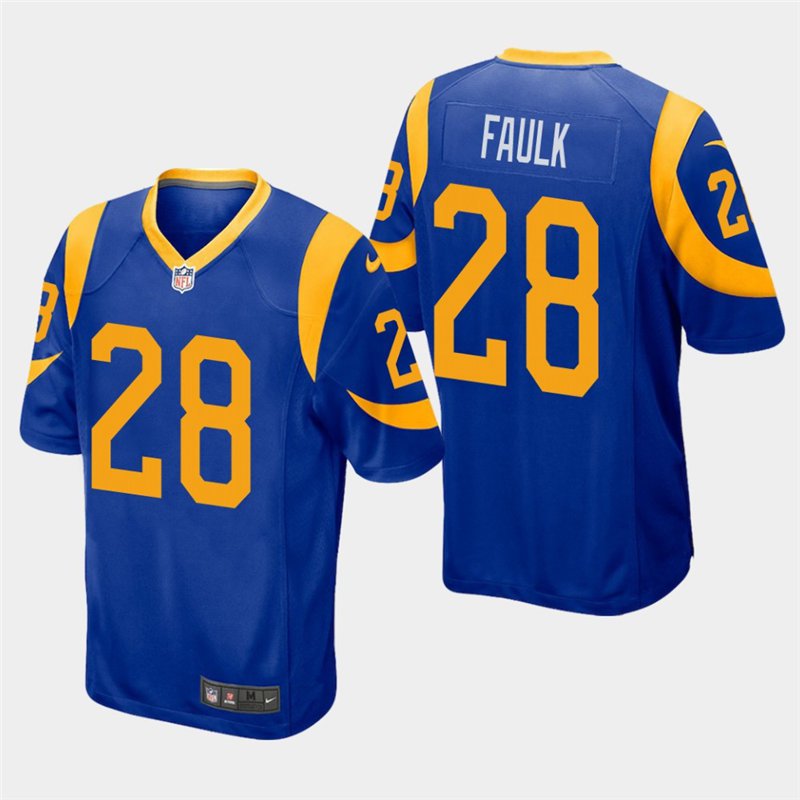 Los Angeles Rams #28 Marshall Faulk Royal Stitched Game Jersey