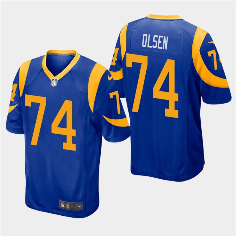 Los Angeles Rams #74 Merlin Olsen Royal Stitched Game Jersey
