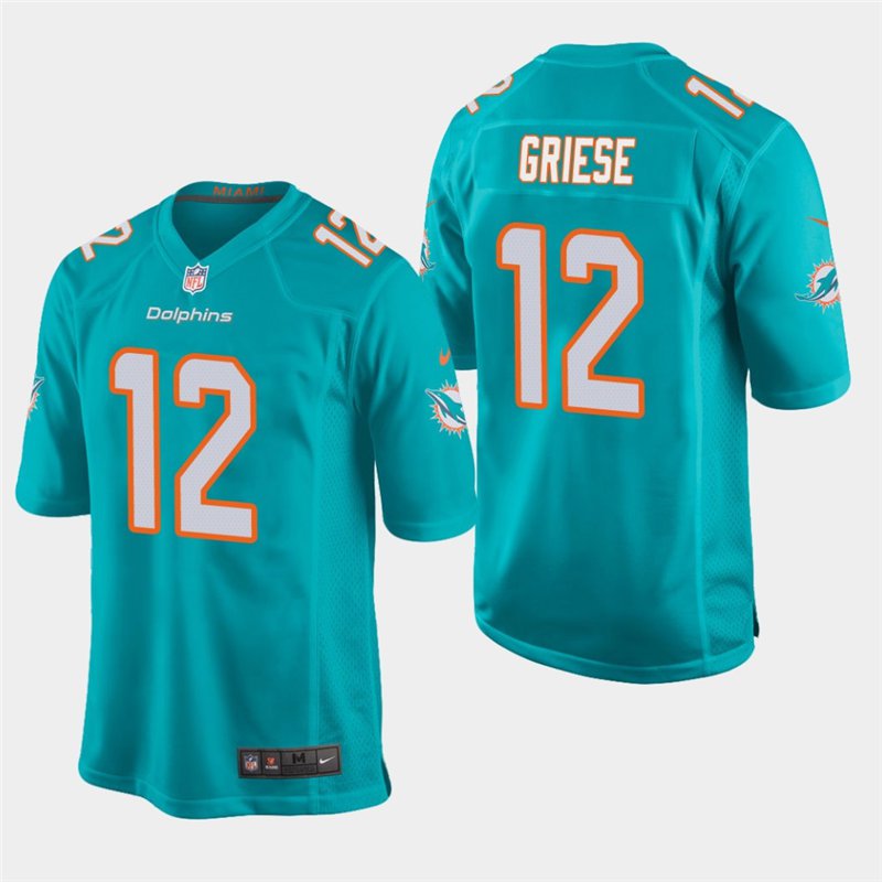 Miami Dolphins #12 Bob Griese Aqua Stitched Game Jersey