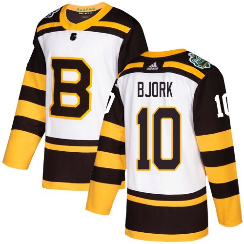 Men's Boston Bruins #10 Anders Bjork White 2019 Winter Classic Jersey