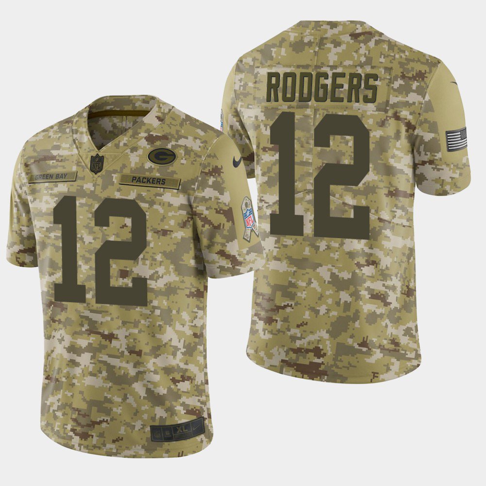 Men's Green Bay Packers #12 Aaron Rodgers 2018 Salute To Service Camo ...